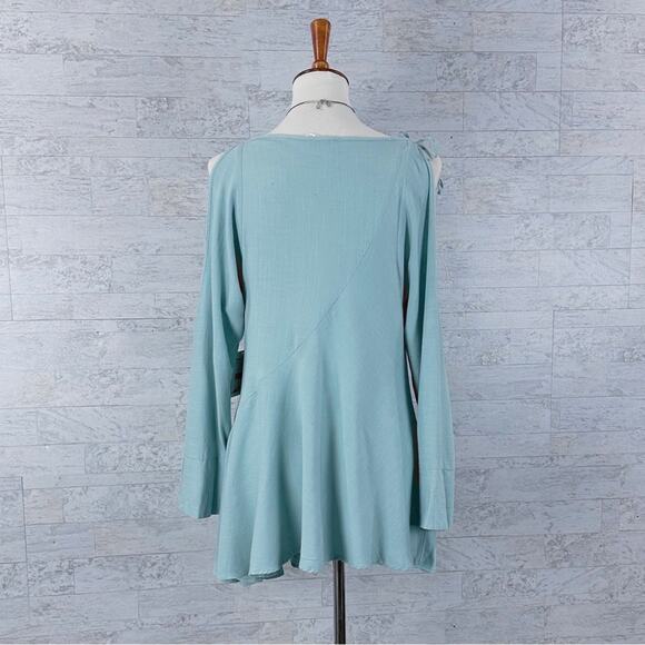 Free People Clear Skies mint long sleeve cold shoulder tunic dress - Picture 4 of 8
